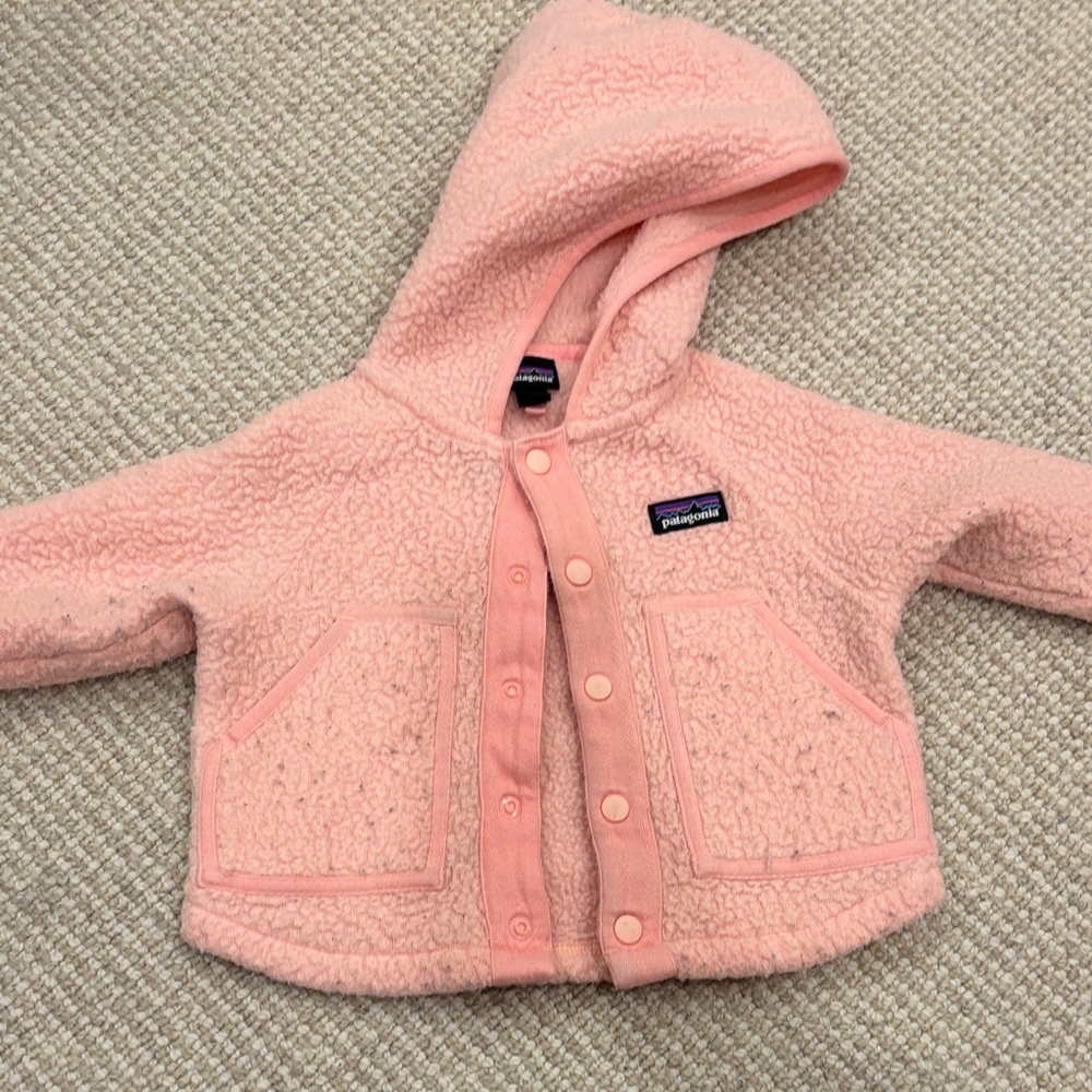 Patagonia retro pile fleece Light Pink Fleece Hoodie - baby